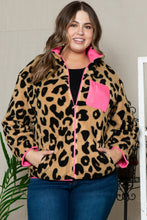 Load image into Gallery viewer, Plus Size Leopard Zip Up Jacket with Pockets
