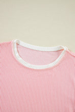 Load image into Gallery viewer, Pink Corded Colorblock Long Sleeve Top and Shorts Set
