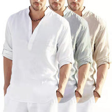 Load image into Gallery viewer, Men&#39;s Casual Cotton Linen Solid Color Long Sleeve Shirt
