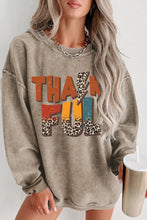 Load image into Gallery viewer, Khaki Leopard THANKFUL Graphic Corded Thanksgiving Sweatshirt
