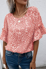 Load image into Gallery viewer, Womens - Pink  - Leopard Spotted Ruffle Sleeve T-Shirt - Sizes S-XL
