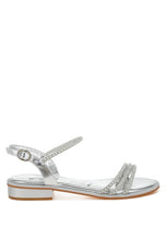 Load image into Gallery viewer, Nobbity Rhinestone Pearl Detail Flat Sandals
