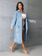 Load image into Gallery viewer, Pocketed Button Up Collared Neck Denim Top
