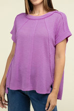 Load image into Gallery viewer, Brushed Waffle Exposed-Seam Short Sleeve Top
