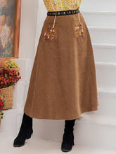 Load image into Gallery viewer, Plus Size Embroidered Pocketed High Waist Skirt
