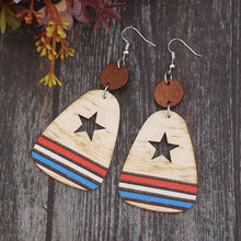 Load image into Gallery viewer, Cutout Star &amp; Stripes Wooden Dangle Earrings
