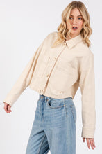 Load image into Gallery viewer, bytos Button Down Cropped Denim Jacket with Patch Pockets
