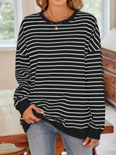 Load image into Gallery viewer, Lovelet Striped Round Neck Long Sleeve Sweatshirt
