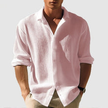 Load image into Gallery viewer, Men&#39;s Lapel Solid Long Sleeve Shirt

