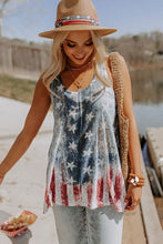 Load image into Gallery viewer, Blue Vintage Washed Flag Print Shift Tank Top
