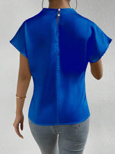 Load image into Gallery viewer, Ruched Mock Neck Short Sleeve Blouse
