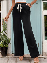 Load image into Gallery viewer, Drawstring High Waist Straight Pants
