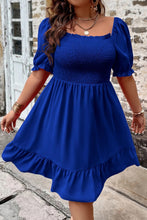 Load image into Gallery viewer, Plus Size Smocked Square Neck Short Sleeve Dress
