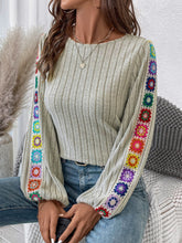 Load image into Gallery viewer, Embroidered Round Neck Long Sleeve Blouse
