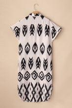 Load image into Gallery viewer, Black Western Print Side Split Long Shirt Dress
