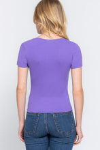 Load image into Gallery viewer, ACTIVE BASIC V-Neck Ribbed Short Sleeve Knit T-Shirt Ti Amo I love you
