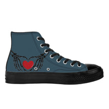 Load image into Gallery viewer, Ti Amo I love you - Exclusive Brand - Fiord - Skeleton Hands with Heart - High Top Canvas Shoes - Black  Soles
