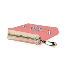 Load image into Gallery viewer, Ti Amo I love you - Exclusive Brand - Light Coral - Double White Heart - PU Leather - Zipper Card Holder
