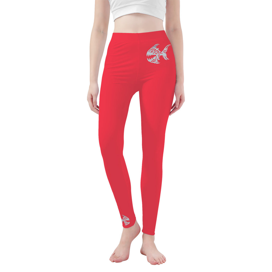 Ti Amo I love you - Exclusive Brand - Red Pink - Angry Fish  - Womens / Teen Girls  / Womens Plus Size  - Yoga Leggings - Sizes XS-3XL