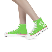 Load image into Gallery viewer, Ti Amo I love you - Exclusive Brand - Pastel Green - White Daisy - High Top Canvas Shoes - White  Soles
