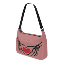 Load image into Gallery viewer, Ti Amo I love you - Exclusive Brand - Old Rose - Skeleton Heart Hands  -  Journey Computer Shoulder Bag
