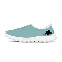 Load image into Gallery viewer, Ti Amo I love you - Exclusive Brand - Shadow Green 2 - Black Heart - Women&#39;s Mesh Running Shoes - White Soles
