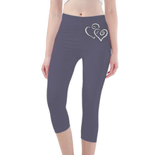 Load image into Gallery viewer, Ti Amo I love you -Exclusive Brand - Dolphin - Double White Heart - Womens / Teen Girls / Womens Plus Size - Capri Yoga Leggings - Sizes XS-3XL
