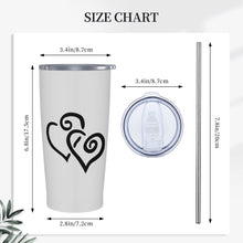 Load image into Gallery viewer, Ti Amo I love you - Exclusive Brand - Alto Gray - Double Black Heart - 20oz Stainless Steel Straw Lid Cup
