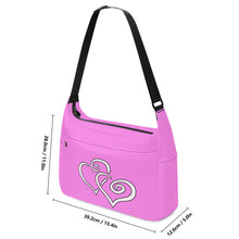 Load image into Gallery viewer, Ti Amo I love you - Exclusive Brand  - Light Fushia Pink - Double White Heart - Journey Computer Shoulder Bag
