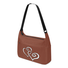 Load image into Gallery viewer, Ti Amo I love you - Exclusive Brand - Sanguine Brown - Double White Heart - Journey Computer Shoulder Bag
