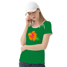 Load image into Gallery viewer, Ti Amo I love you - Exclusive Brand - Fun Green - Hawaiian Flower - Women&#39;s T shirt - Sizes XS-2XL
