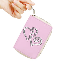 Load image into Gallery viewer, Ti Amo I love you - Exclusive Brand - Pink Lace - Double White Heart - PU Leather - Zipper Card Holder
