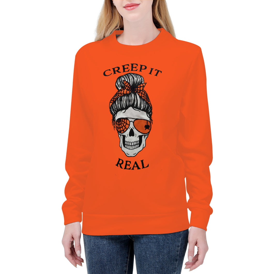 Ti Amo I love you - Exclusive Brand - Orange- Mama Skeleton - CREEP IT REAL -Women's Sweatshirt