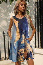 Load image into Gallery viewer, Abstract Print Round Neck Sleeveless Dress with Pockets - Sizes S-XL Ti Amo I love you
