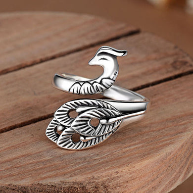 Adjustable Simple Retro Three-dimensional Silver Peacock Ring - Jewelry Ti Amo I love you