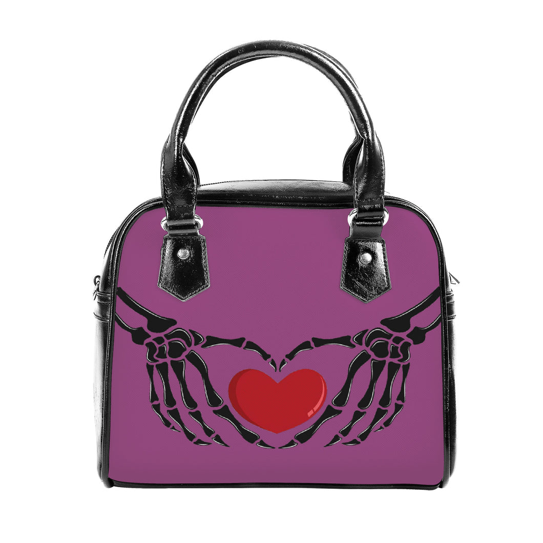 Ti Amo I love you - Exclusive Brand - Cannon Pink - Skeleton Hands with Heart - Shoulder Handbag