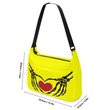 Load image into Gallery viewer, Ti Amo I love you - Exclusive Brand  - Yellow - Skeleton Heart Hands  -  Journey Computer Shoulder Bag
