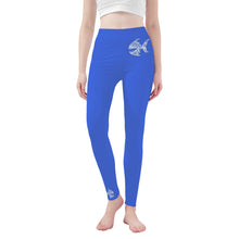 Load image into Gallery viewer, Ti Amo I love you - Exclusive Brand - Obscure Royal Blue - Angry Fish  - Womens / Teen Girls  / Womens Plus Size  - Yoga Leggings - Sizes XS-3XL
