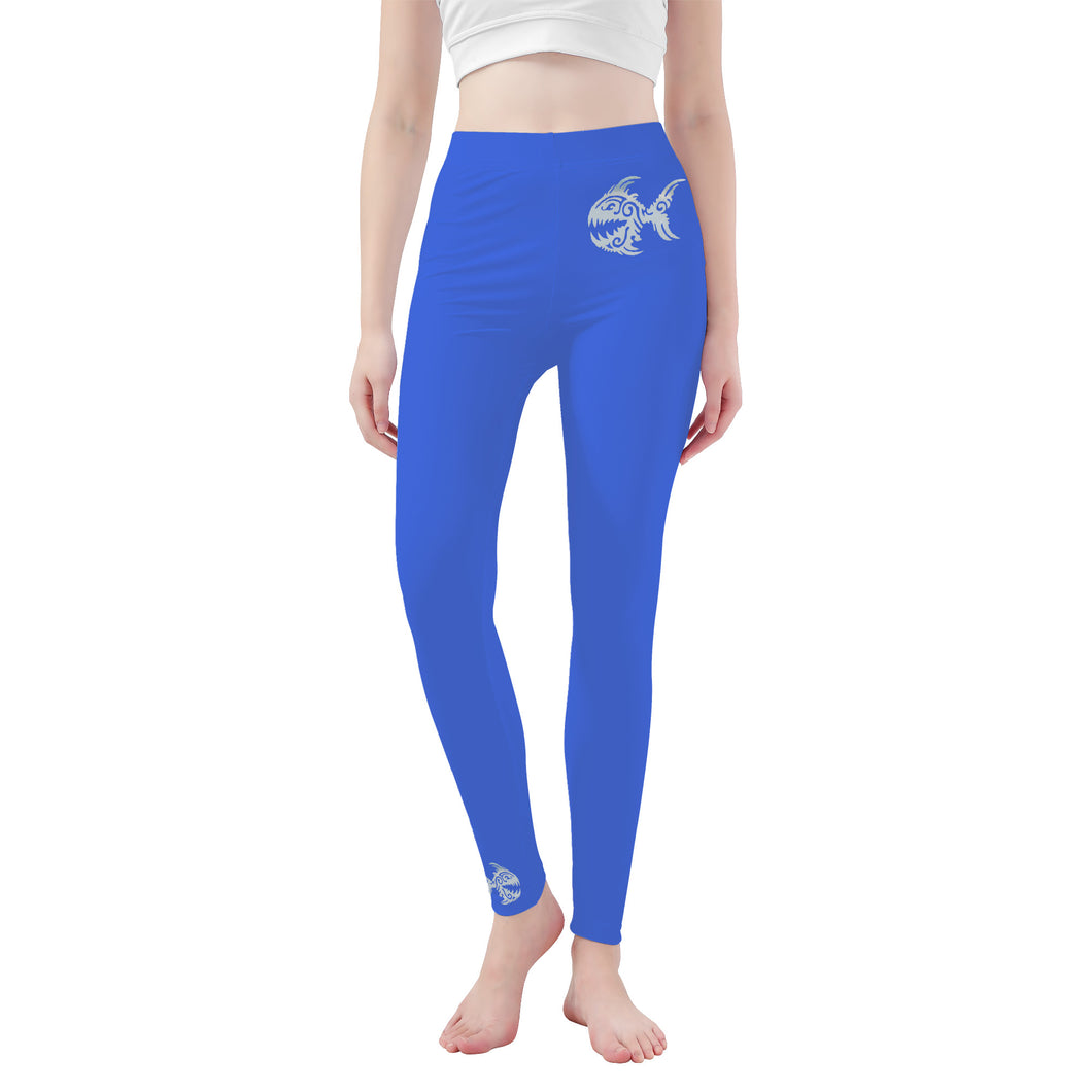 Ti Amo I love you - Exclusive Brand - Obscure Royal Blue - Angry Fish  - Womens / Teen Girls  / Womens Plus Size  - Yoga Leggings - Sizes XS-3XL