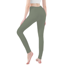 Load image into Gallery viewer, Ti Amo I love you - Exclusive Brand   - Sage Green - White Daisy -  Yoga Leggings
