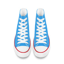 Load image into Gallery viewer, Ti Amo I love you - Exclusive Brand - Picton Blue 2 - White Daisy - High Top Canvas Shoes - White  Soles
