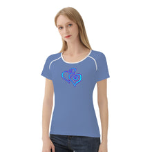 Load image into Gallery viewer, Ti Amo I love you - Exclusive Brand - Wild Blue Yonder 2- Double Cyan Heart - Women&#39;s T shirt
