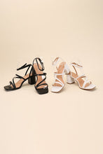 Load image into Gallery viewer, Ali - Black or White -  Square Toe - Strappy - Low Sandal Heel Ti Amo I love you
