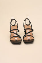 Load image into Gallery viewer, Ali - Black or White -  Square Toe - Strappy - Low Sandal Heel Ti Amo I love you
