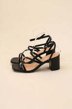 Load image into Gallery viewer, Ali - Black or White -  Square Toe - Strappy - Low Sandal Heel Ti Amo I love you
