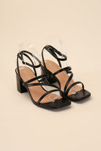 Load image into Gallery viewer, Ali - Black or White -  Square Toe - Strappy - Low Sandal Heel Ti Amo I love you
