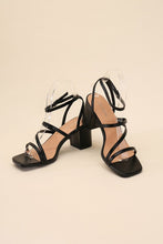 Load image into Gallery viewer, Ali - Black or White -  Square Toe - Strappy - Low Sandal Heel Ti Amo I love you
