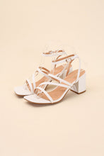 Load image into Gallery viewer, Ali - Black or White -  Square Toe - Strappy - Low Sandal Heel Ti Amo I love you
