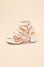 Load image into Gallery viewer, Ali - Black or White -  Square Toe - Strappy - Low Sandal Heel Ti Amo I love you
