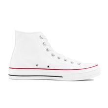 Load image into Gallery viewer, Ti Amo I love you - Exclusive Brand - White - Black Heart - High Top Canvas Shoes - White  Soles
